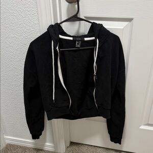 Forever 21 Black Cropped Hoodie Jacket